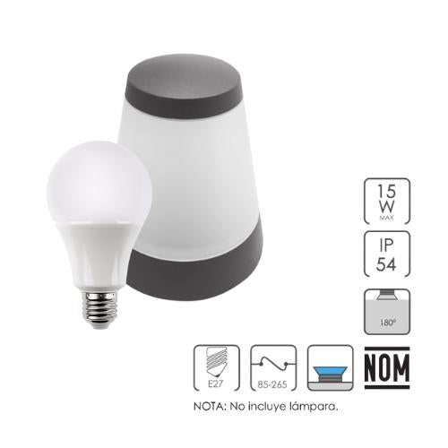 Luminaria para Jardin 360 Grados de Luz, Para Foco E27 - Wattko